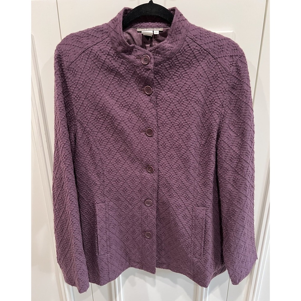 Isabella Bird Wool Blend Jacket‎ Size 12 Plum Purple Textured Button Front